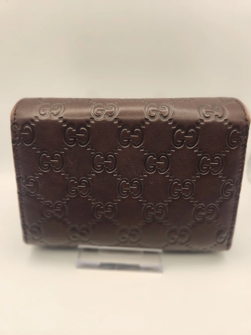 Vintage Gucci Guccissima Brown Leather Metal Bar Wallet